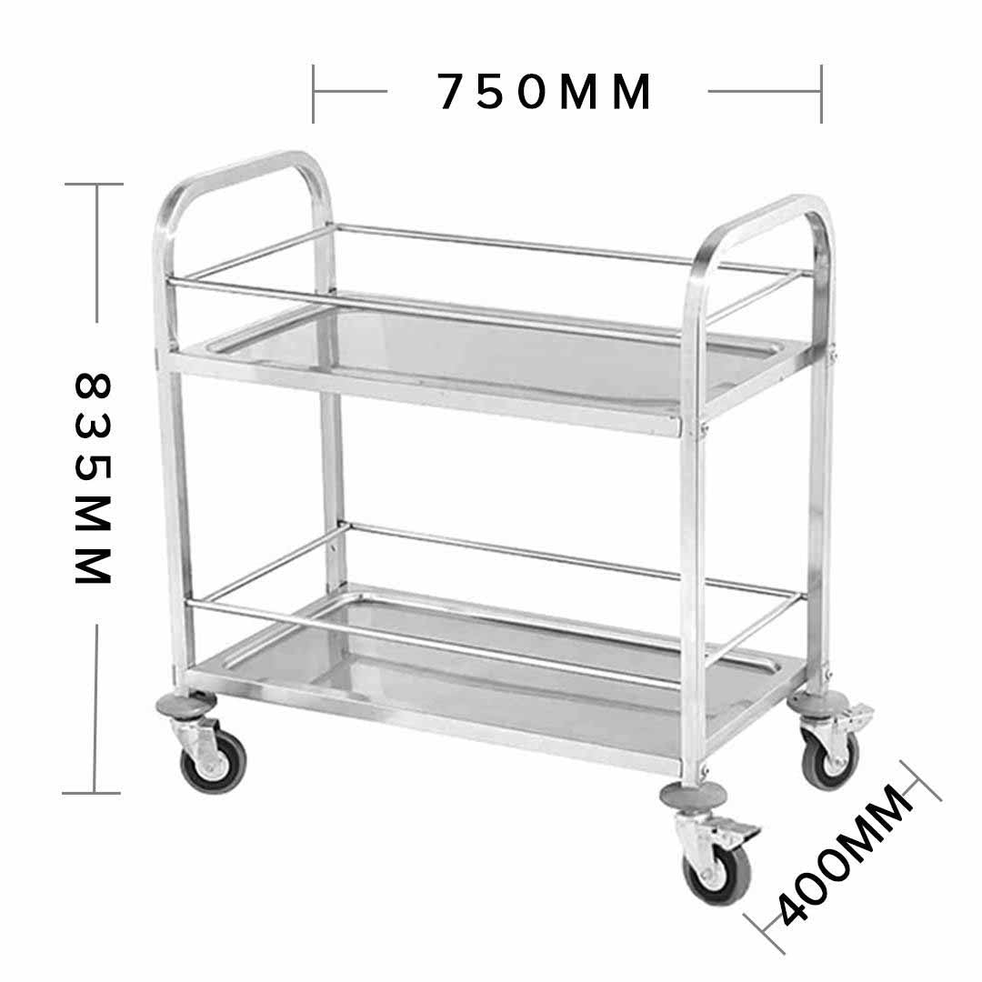 SOGA 2 Tier 75x40x84cm Stainless Steel Drink Wine Food Utility Cart Small • LUZ-FoodCart1206