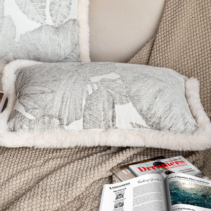 SOGA 35cm Wabi-sabi Rectangular Raised Embroidery Leaf & Lumbar Throw Pillow • LUZ-FrenchCushion261