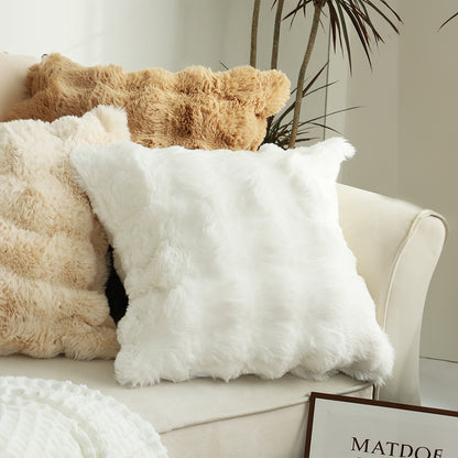 SOGA 50cm Throw Pillow White Rabbit Fur Cushion Luxurious Soft Decorative Square Pillow for Living Room • LUZ-FrenchCushion301
