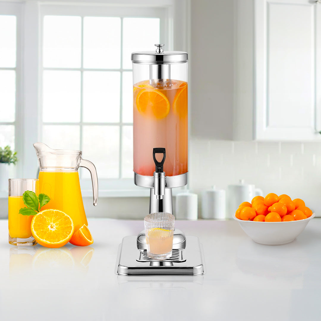 SOGA Single 3L Silver Stainless Steel Beverage Dispenser Ice Cylinder Clear Juicer Hot Cold Water Jug • LUZ-VICDispenser5712