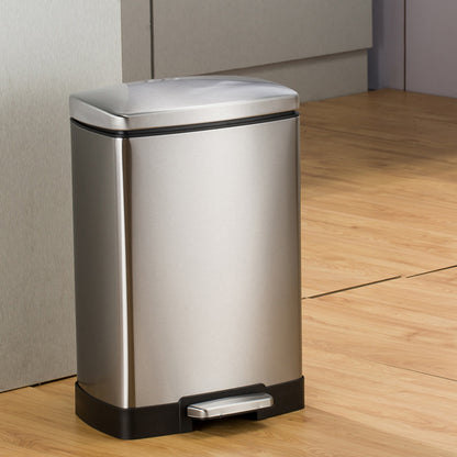 SOGA 4X Foot Pedal Stainless Steel Rubbish Recycling Garbage Waste Trash Bin Rectangular Shape 12L Silver • LUZ-RubbishBinU12L05X4