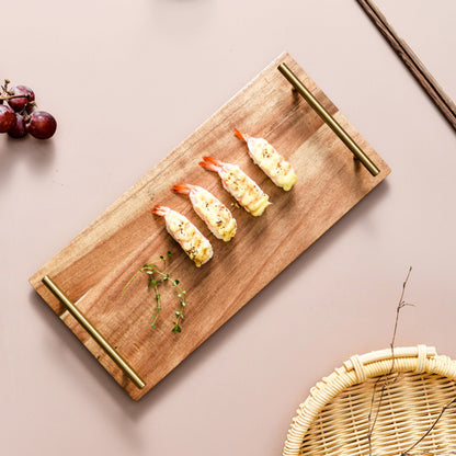 SOGA 2X 39cm Brown  Rectangle Wooden Acacia Food Serving Tray Charcuterie Board Home Decor • LUZ-WodC234X2