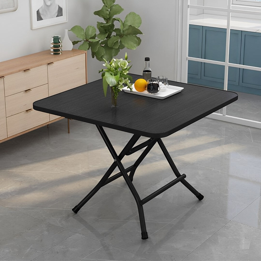 SOGA Black Dining Table Portable Square Surface Space Saving Folding Desk with Lacquered Legs Home Decor • LUZ-Table1205AA