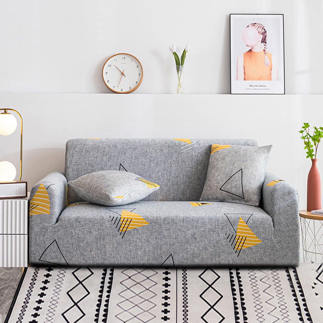 SOGA 3-Seater Geometric Print Sofa Cover Couch Protector High Stretch Lounge Slipcover Home Decor • LUZ-SofaCov215