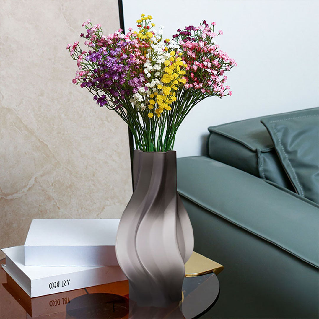 SOGA 33cm Glass Vase Grey with Beautiful glass Bubble Texture Art Vases • LUZ-GVaseGRY32