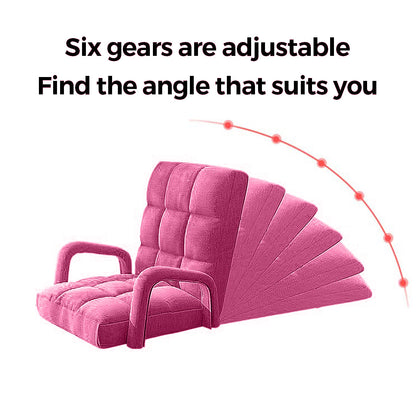 SOGA Foldable Lounge Cushion Adjustable Floor Lazy Recliner Chair with Armrest Pink • LUZ-LoungeArmPink