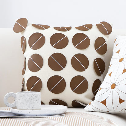 SOGA 2X 45cm Brown Leather Square Pillow with 3D Circle Pattern Decorative Cushion for Living Room • LUZ-FrenchCushion285X2