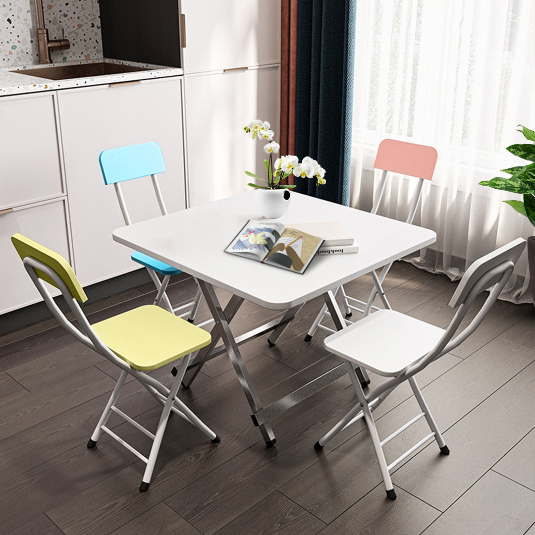 SOGA White Maple Foldable Chair Space Saving Lightweight Portable Stylish Seat Home Decor Set of 2 • LUZ-ChairAS713