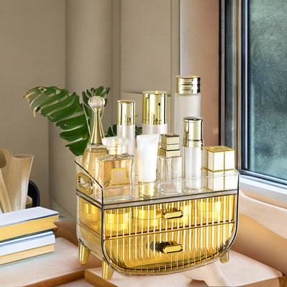 SOGA 2X 3 Tier Golden Yellow Multifunctional Countertop Cosmetic Storage Makeup Skincare Holder Jewelry Cabinet Bathroom Desk Drawer Vanity Organiser • LUZ-BathC124X2