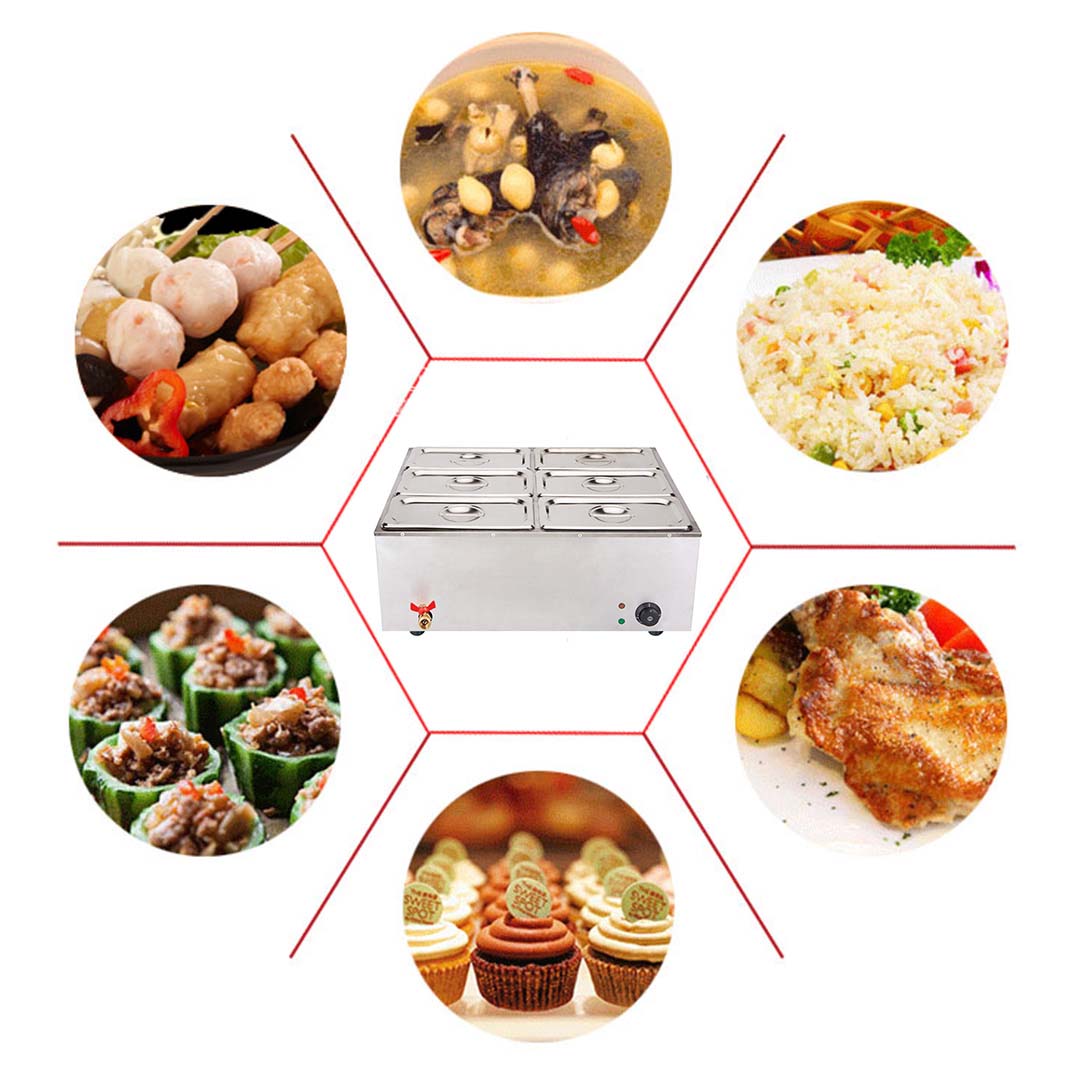 SOGA 2X Stainless Steel 3 X 1/2 GN Pan Electric Bain-Marie Food Warmer with Lid • LUZ-FoodWarmer741X2