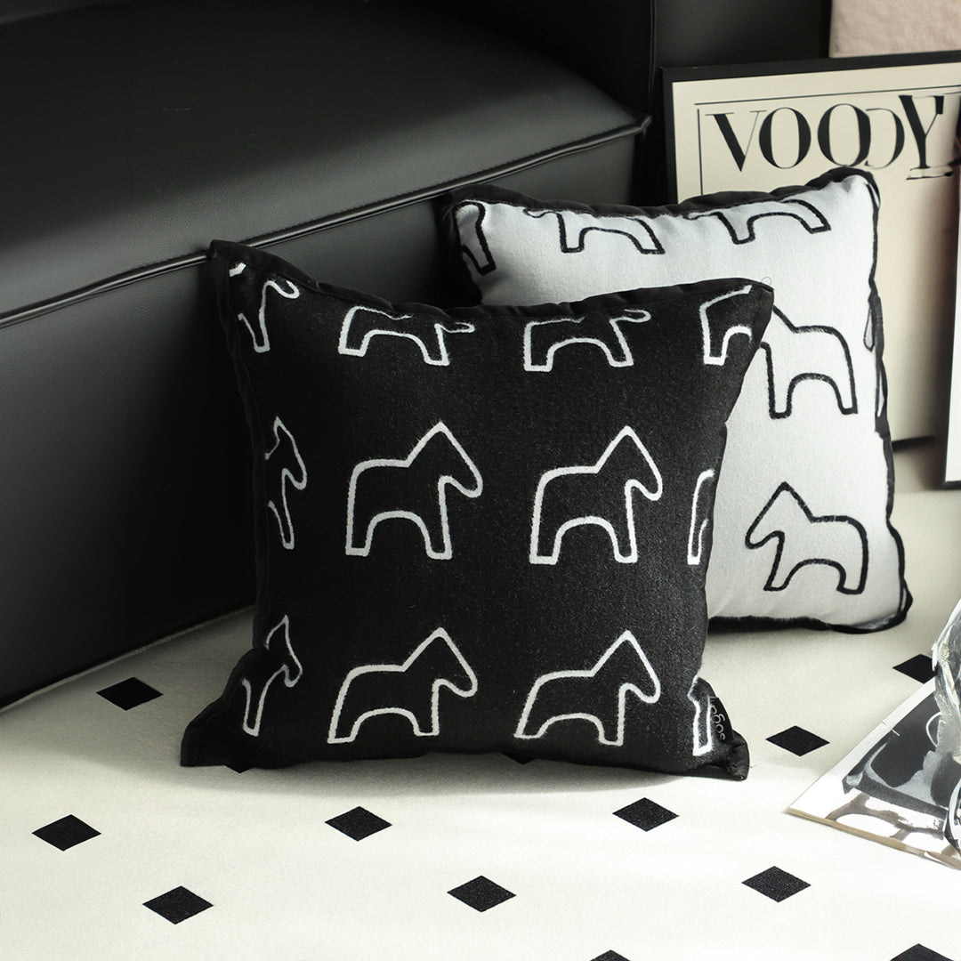 SOGA 45cm Throw Pillow Black Teddy Fleece Square Pony Design Decorative Cushion for Living Room • LUZ-FrenchCushion292
