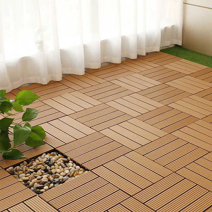 SOGA 2X 11 pcs Coffee DIY Wooden Composite Decking Tiles Garden Outdoor Backyard Flooring Home Decor • LUZ-Deck7005X2