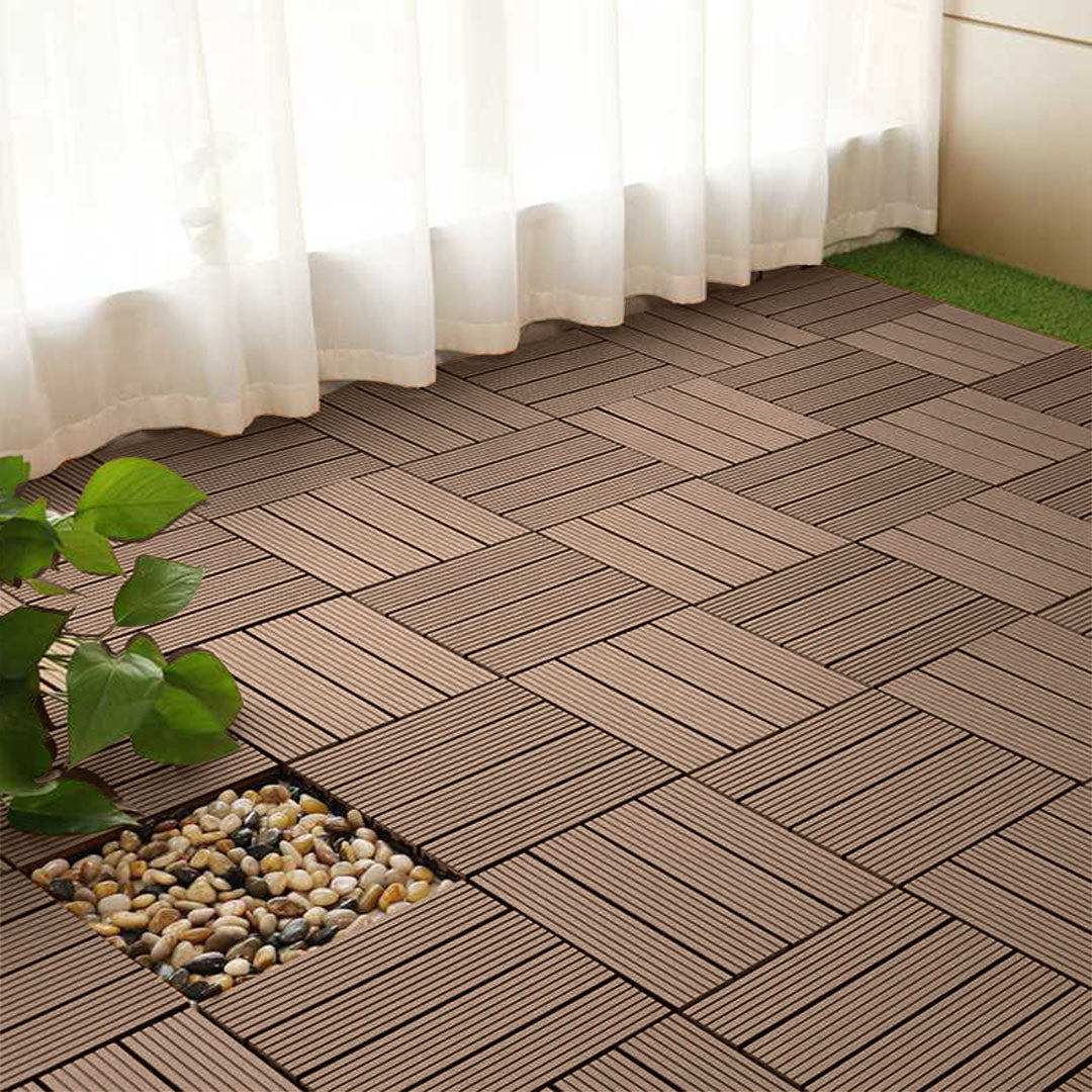 SOGA 2X 11 pcs Light Chocolate DIY Wooden Composite Decking Tiles Garden Outdoor Backyard Flooring Home Decor • LUZ-Deck7004X2
