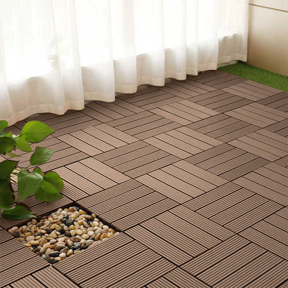 SOGA 2X 11 pcs Light Chocolate DIY Wooden Composite Decking Tiles Garden Outdoor Backyard Flooring Home Decor • LUZ-Deck7004X2