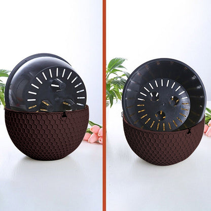 SOGA 2X Coffee Small Hanging Resin Flower Pot Self Watering Basket Planter Outdoor Garden Decor • LUZ-HangPot11CofX2