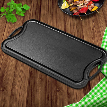 SOGA 2X 50.8cm Cast Iron Ridged Griddle Hot Plate Grill Pan BBQ Stovetop • LUZ-ZPai009X2