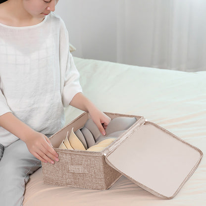 SOGA Beige Small Portable Double Zipper Storage Box Moisture Proof Clothes Basket Foldable Home Organiser • LUZ-SBox023