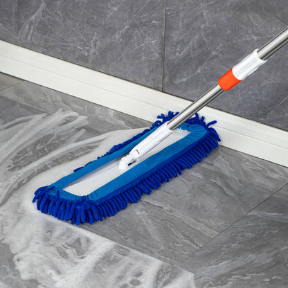 SOGA 80x12 Microfiber Flat Mop Floor Cleaning Pads Rotating Dust Remover Blue • LUZ-MopBlu802