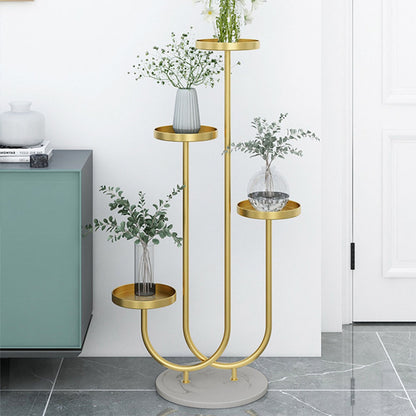 SOGA 2X U Shaped Plant Stand Round Flower Pot Tray Living Room Balcony Display Gold Metal Decorative Shelf • LUZ-FPotH101X2