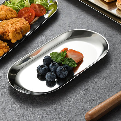 SOGA Silver Nordic Oval Plate Set Small Medium, and Large for 3 Pieces Kitchen Essentials • LUZ-VICPlate50