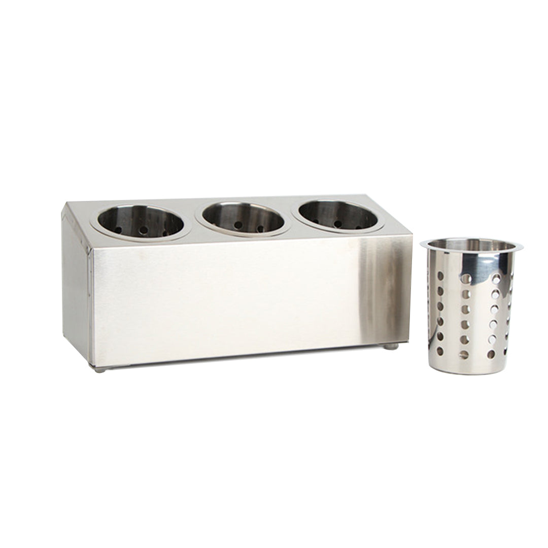 SOGA 18/10 Stainless Steel Commercial Conical Utensils Cutlery Holder with 3 Holes • LUZ-CutleryHolder4601