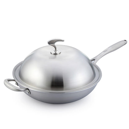 SOGA 18/10 Stainless Steel Fry Pan 34cm Frying Pan Top Grade Skillet with Helper Handle and Lid • LUZ-TRIFPO34