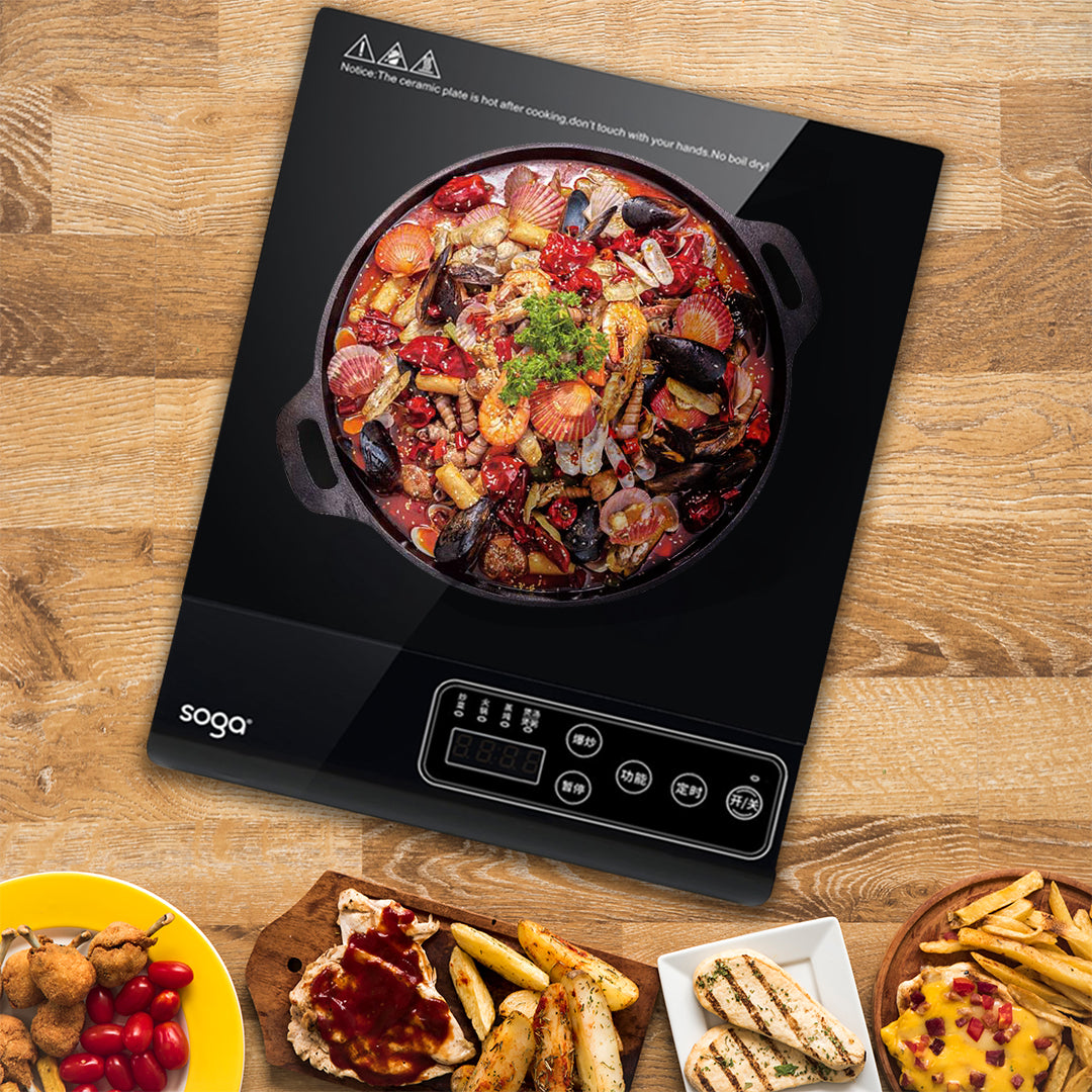 SOGA 2X 35.5cm Cooktop Electric Smart Induction Cook Top Portable Kitchen Cooker Cookware • LUZ-CooktopC20A1X2