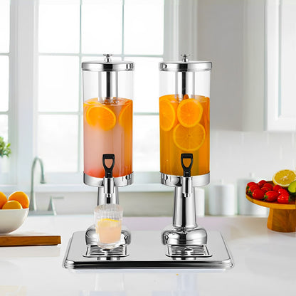 SOGA 6L Dual Silver Stainless Steel Beverage Dispenser Ice Cylinder Clear Juicer Hot Cold Water Jug • LUZ-VICDispenser5713