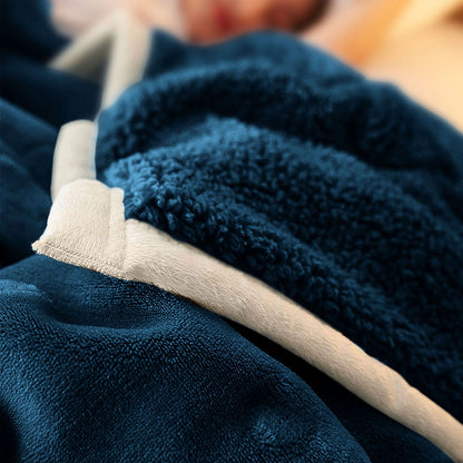 SOGA 2X Navy Blue Throw Blanket Warm Cozy Double Sided Thick Flannel Coverlet Fleece Bed Sofa Comforter • LUZ-Blanket301X2