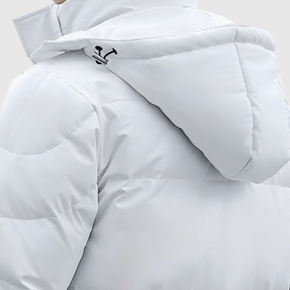 abbee White XL Winter Hooded Overcoat Long Jacket Stylish Lightweight Quilted Warm Puffer Coat • LUZ-DJ-659B
