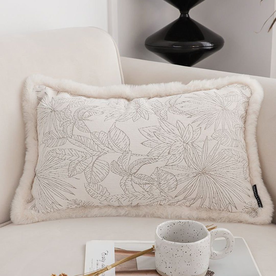 SOGA 2X 30cm Romantic French Mosley Jacquard Pillow French Jungle Jacquard Raw Edge Waist Throw  Pillow • LUZ-FrenchCushion226X2