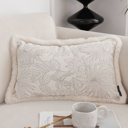 SOGA 2X 30cm Romantic French Mosley Jacquard Pillow French Jungle Jacquard Raw Edge Waist Throw  Pillow • LUZ-FrenchCushion226X2