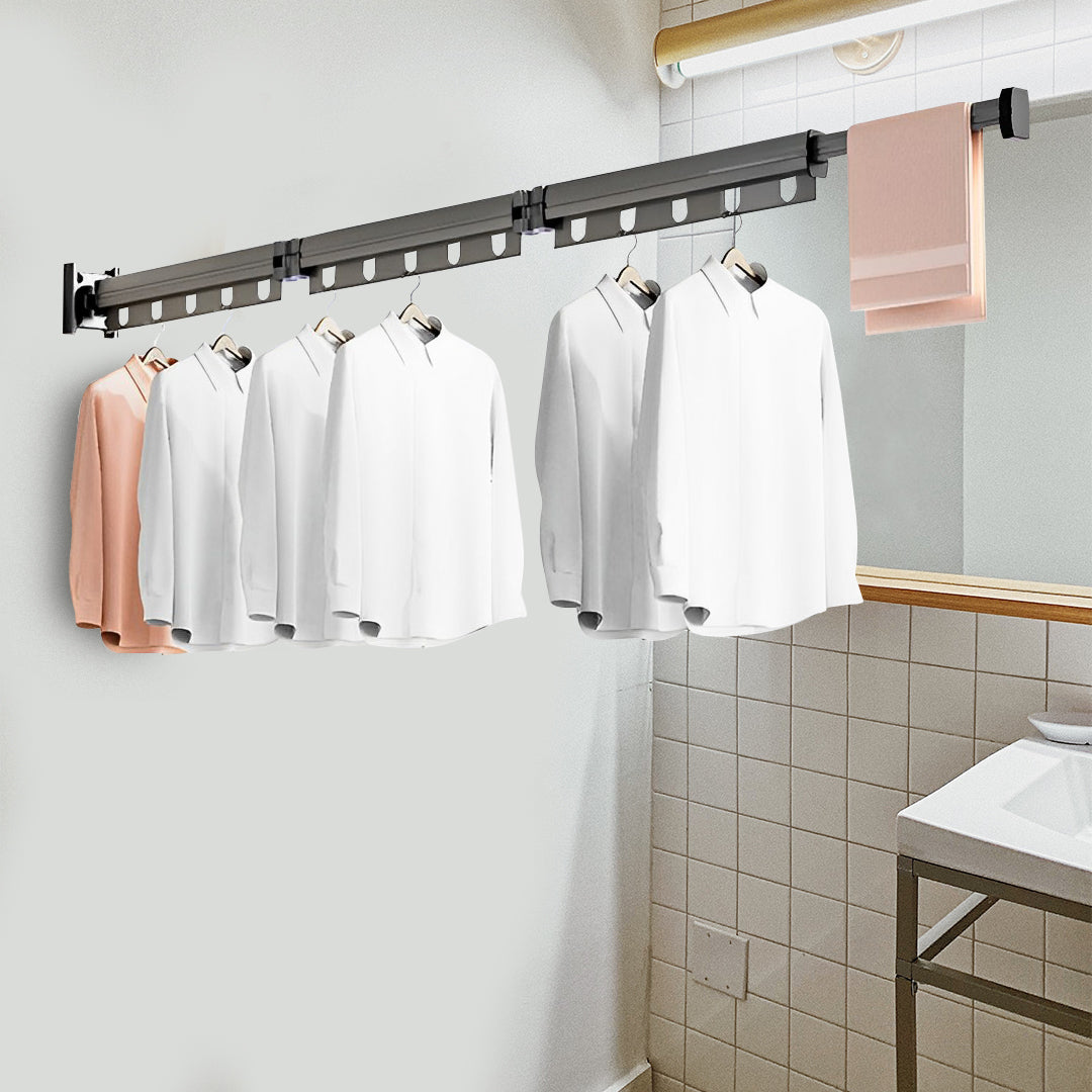 SOGA 127.5cm Wall-Mounted Clothing Dry Rack Retractable Space-Saving Foldable Hanger • LUZ-BSGKZD03