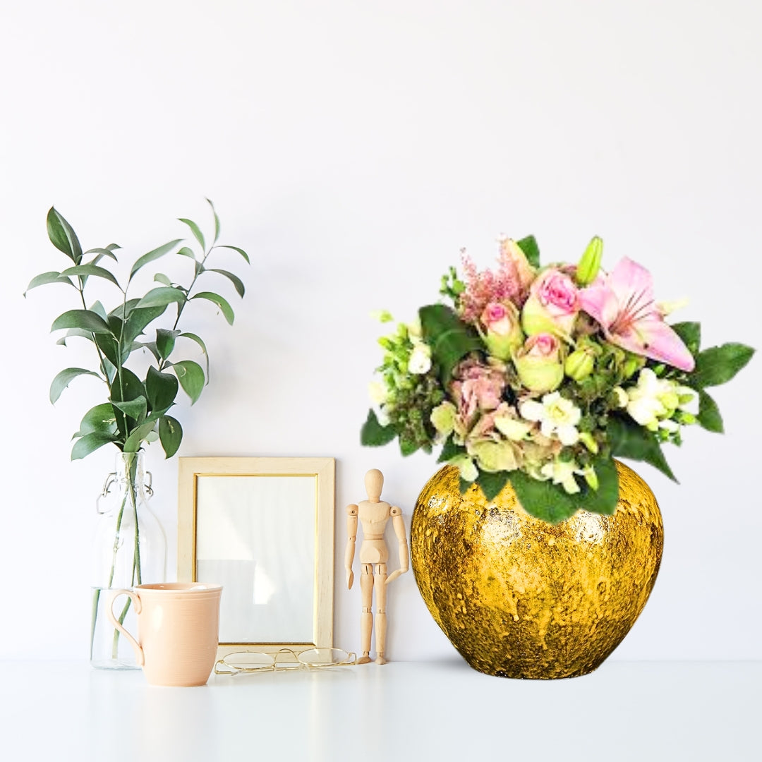 SOGA 21x22cm Yellow Small Ceramic Flower Vase Elegant Living Room Home Decor • LUZ-Vase804