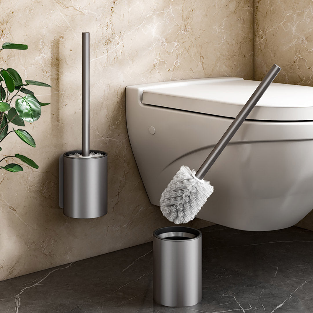 SOGA 27cm Wall-Mounted Toilet Brush with Holder Bathroom Cleaning Scrub Dark Grey LUZ-TAN1044