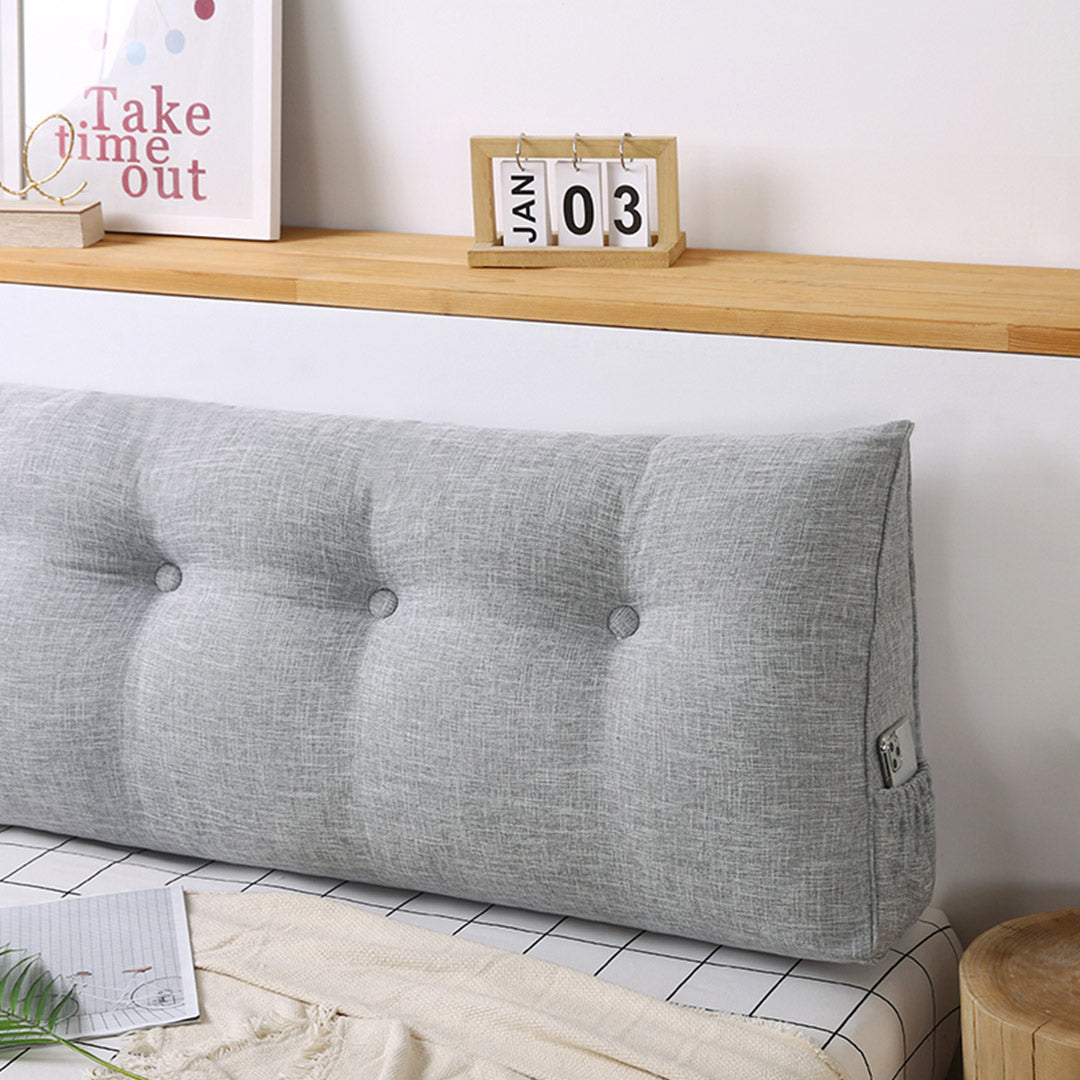 SOGA 2X 180cm Silver Triangular Wedge Bed Pillow Headboard Backrest Bedside Tatami Cushion Home Decor • LUZ-PillowFab180SilverX2