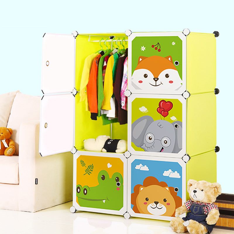 SOGA 6 Cubes Animal Design Portable Wardrobe Divide-Grid Modular Storage Organiser Foldable Closet • LUZ-Wrobe1778