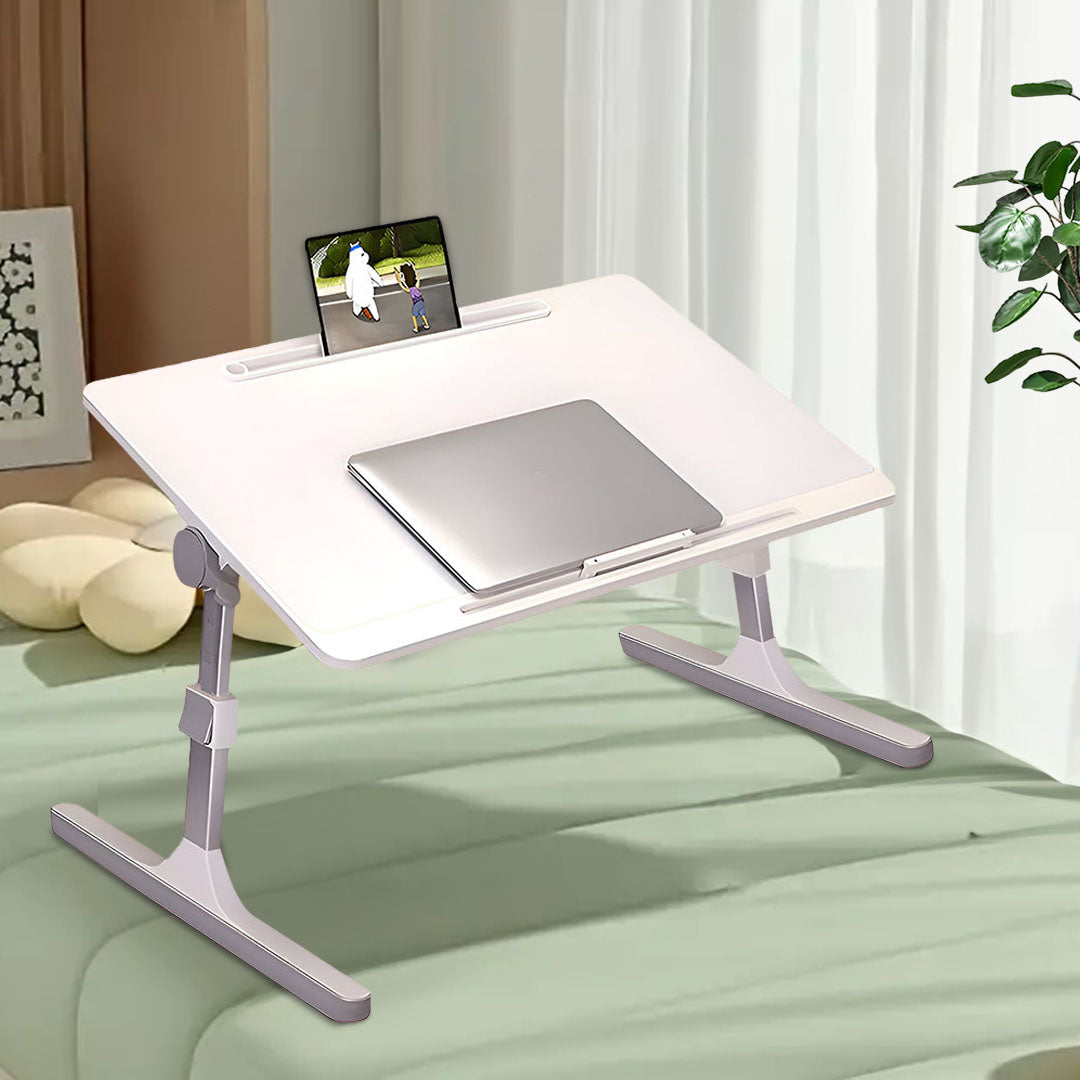 SOGA 60X40cm White Small Laptop Bed Portable Foldable Study Table Adjustable • LUZ-BedTableA9X2