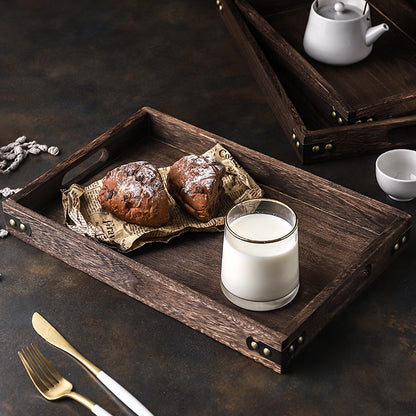 SOGA Medium Walnut Rectangle Wooden Tray Breakfast Dinner Serving Board Tea Set Holder Kitchen Home Decor • LUZ-WodE562