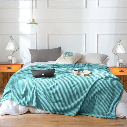 SOGA Sky Blue Throw Blanket Warm Cozy Striped Pattern Thin Flannel Coverlet Fleece Bed Sofa Comforter • LUZ-Blanket315