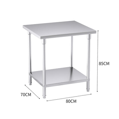 SOGA 80*70*85cm Commercial Catering Kitchen Stainless Steel Prep Work Bench • LUZ-WorkBenchSS200780CM