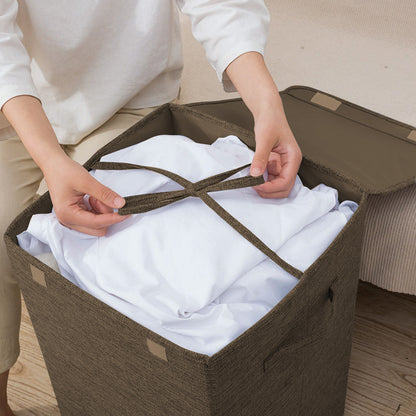 SOGA 2X Coffee Large Collapsible Laundry Hamper Storage Box Foldable Canvas Basket Home Organiser Decor • LUZ-SBox106X2