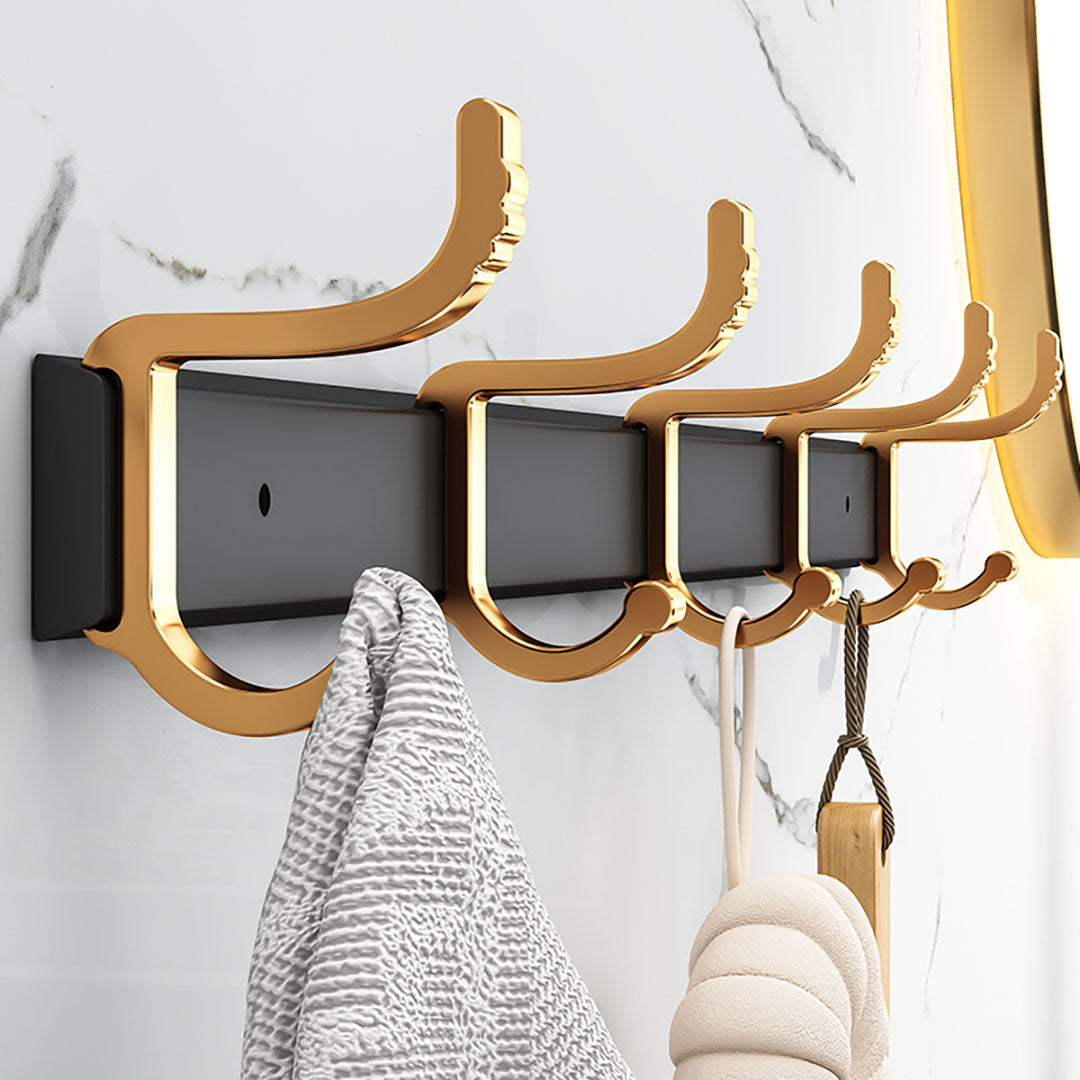 SOGA 2X 41cm Wall Mounted Towel Rack Space-Saving Hanger Organiser with Durable Hooks • LUZ-TAN1014X2