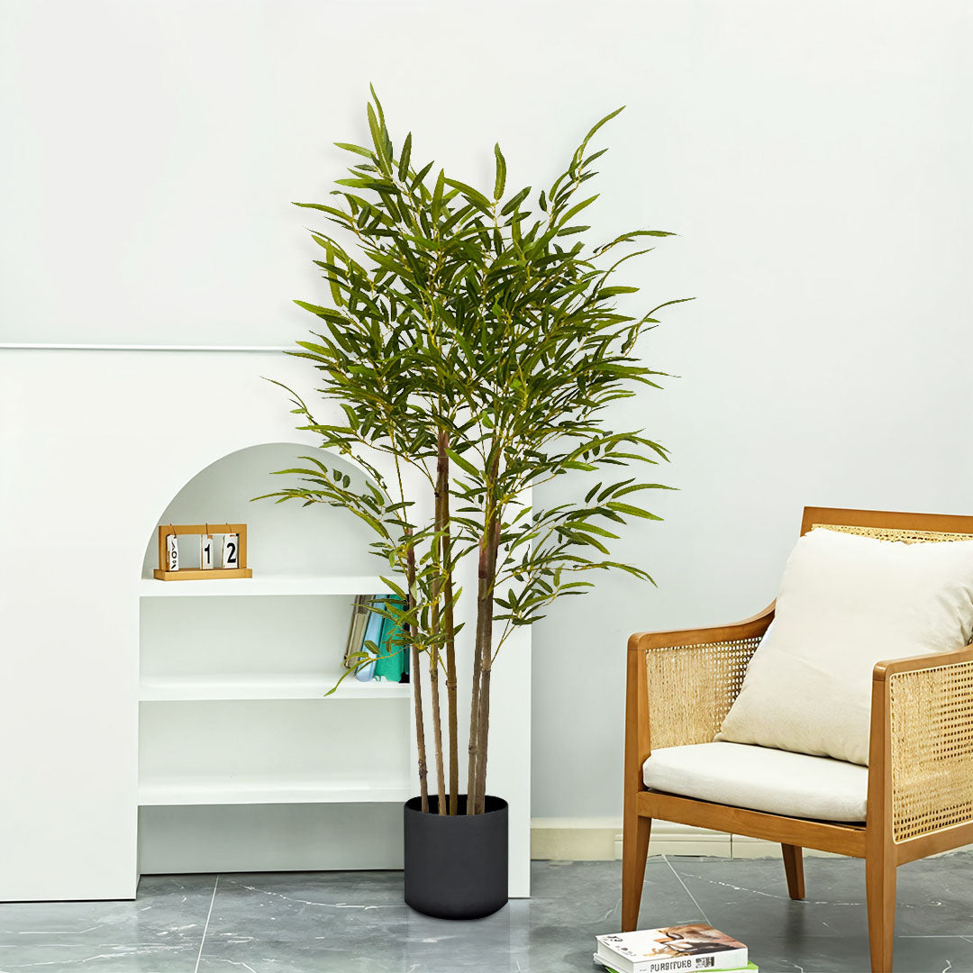 SOGA 150cm Lucky Bamboo Tree Bambusa Vulgaris Artificial Plant w/ 7 Branches Home Accent Decor • LUZ-APlantFHZ150