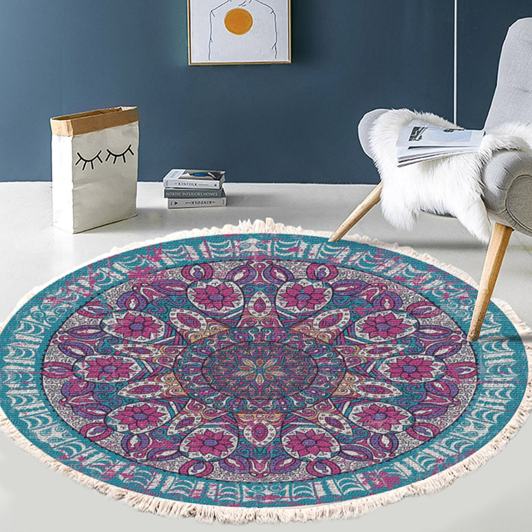 SOGA 2X 120cm Mandala Area Rug for Living Room Lounge, Bedroom, Anti-slip Doormat, Home Decor • LUZ-CarpetYH02LgeX2