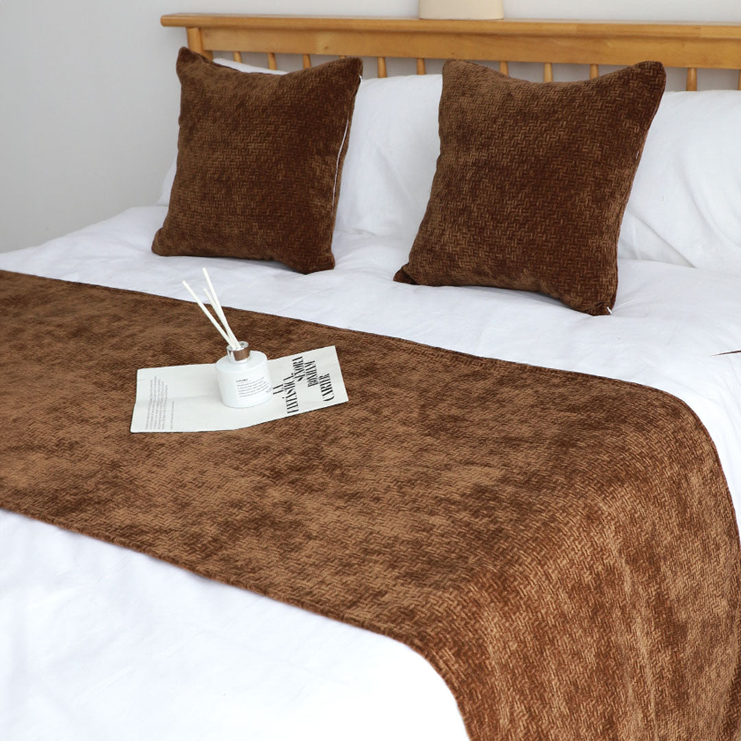 SOGA 70cm Brown Vintage Bed Scarf Runner Bedding Tail Pad Flag For Home Hotel Set of 3 • LUZ-BedFlagS71