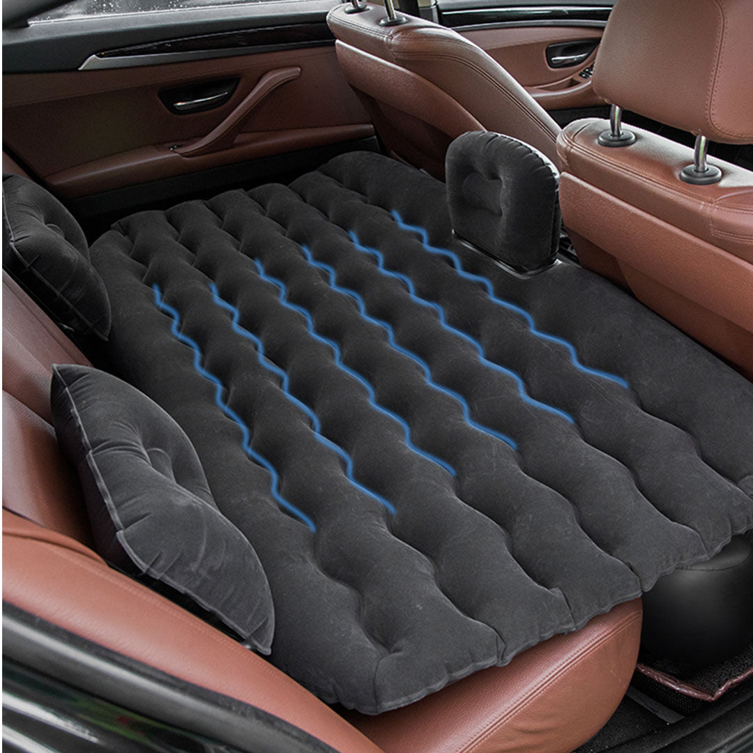 SOGA 2X Black Ripple Inflatable Car Mattress Portable Camping Air Bed Travel Sleeping Kit Essentials • LUZ-CarMat005X2
