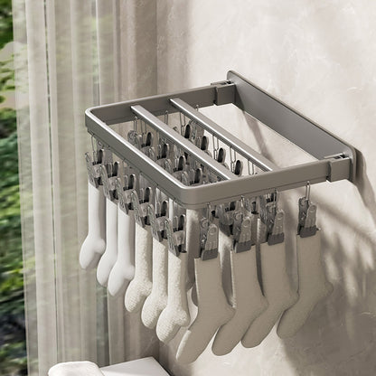 SOGA Wall-Mounted Clothes Hanger Multi-Clamp Laundry Drying Wall Rack • LUZ-TAN1046
