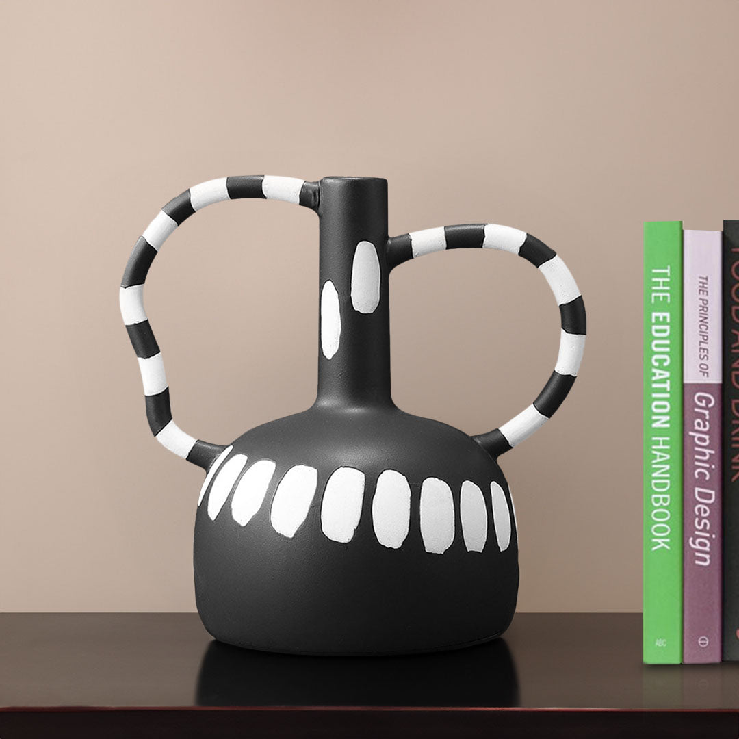 SOGA 2X 26.5x17cm Ornament Vase with Polka Dot Handicraft Decorations in Living Room Home Decor • LUZ-Ornament2917X2