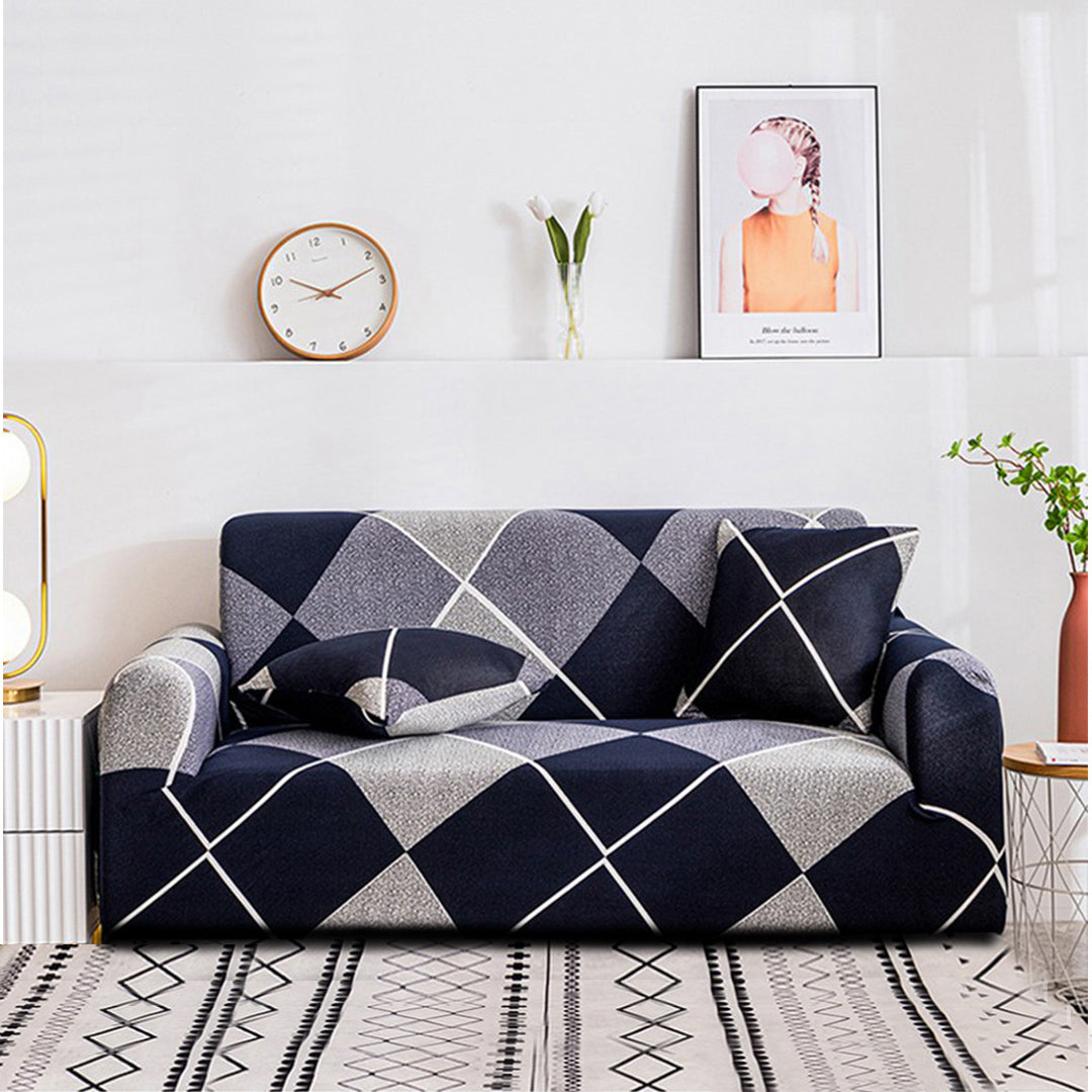 SOGA 1-Seater Checkered Sofa Cover Couch Protector High Stretch Lounge Slipcover Home Decor • LUZ-SofaCov221
